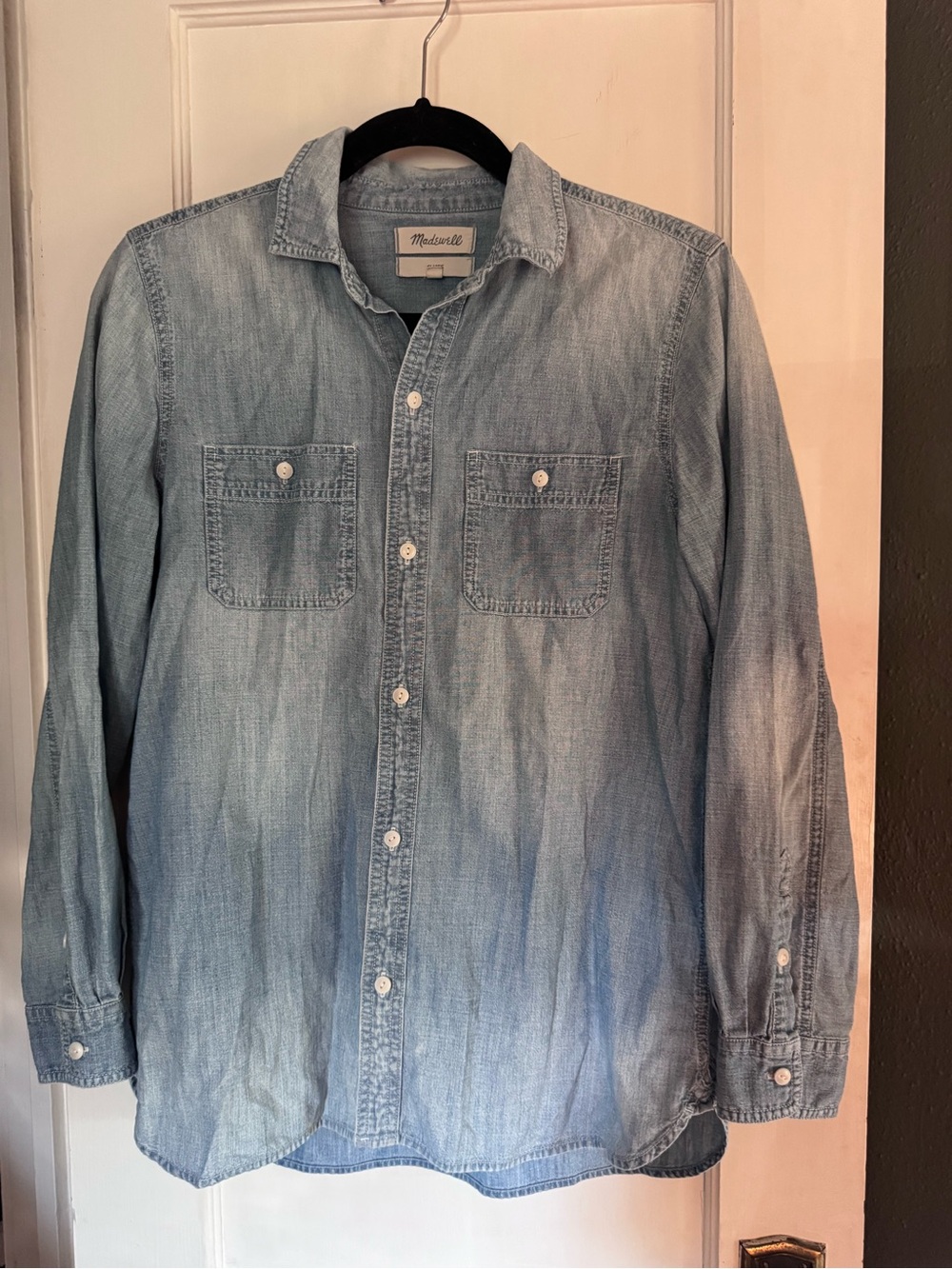 Madewell Classic Denim Button Down Shirt Light Blue Size Medium